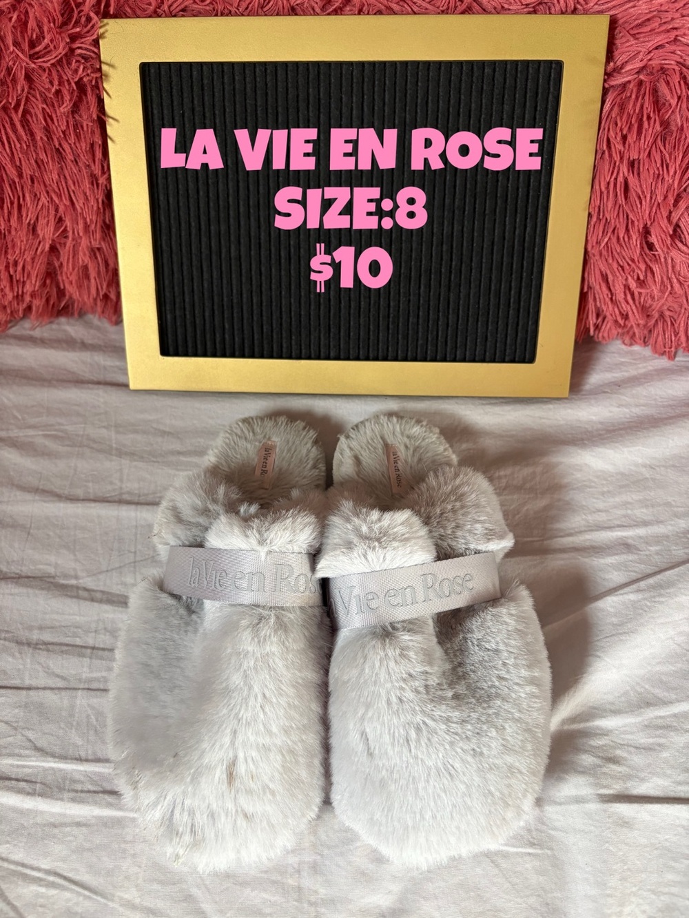 La Vie En Rose Gray Slip-On Slippers